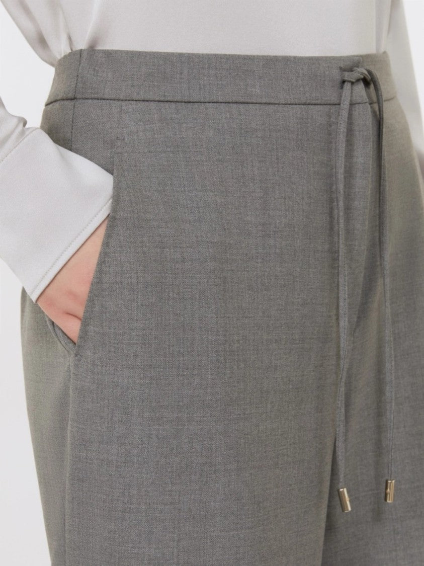 Max Mara Wide-Leg Trousers In Mid-Grey Virgin Wool Blend