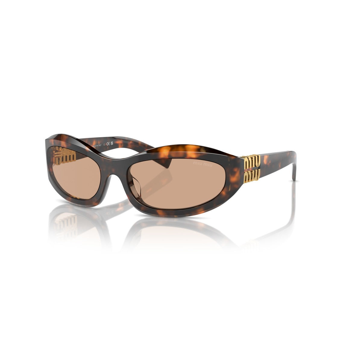 Miu Miu 0Mu 14Zs Oval Tortoiseshell Sunglasses