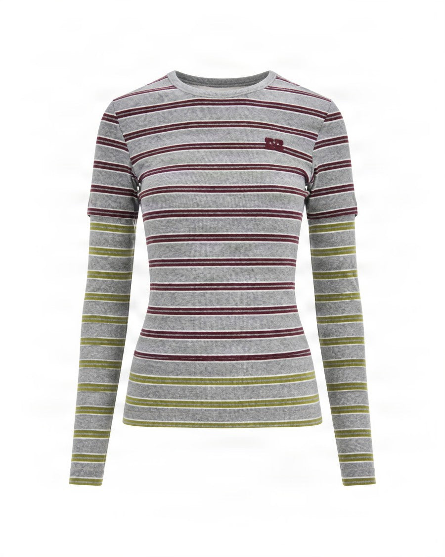 Ganni Striped Fitted Organic Cotton-Blend Top