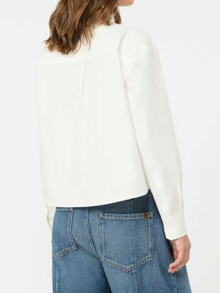 Weekend White Wkdnuoro Cropped Cotton-Blend Shirt