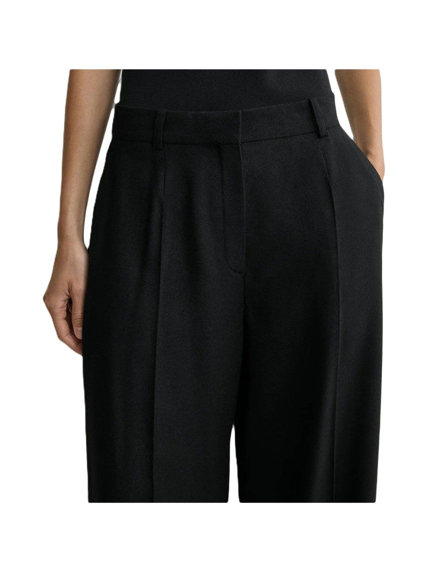 Totême Wide Flannel Trousers With High Waist And Tailored Finish