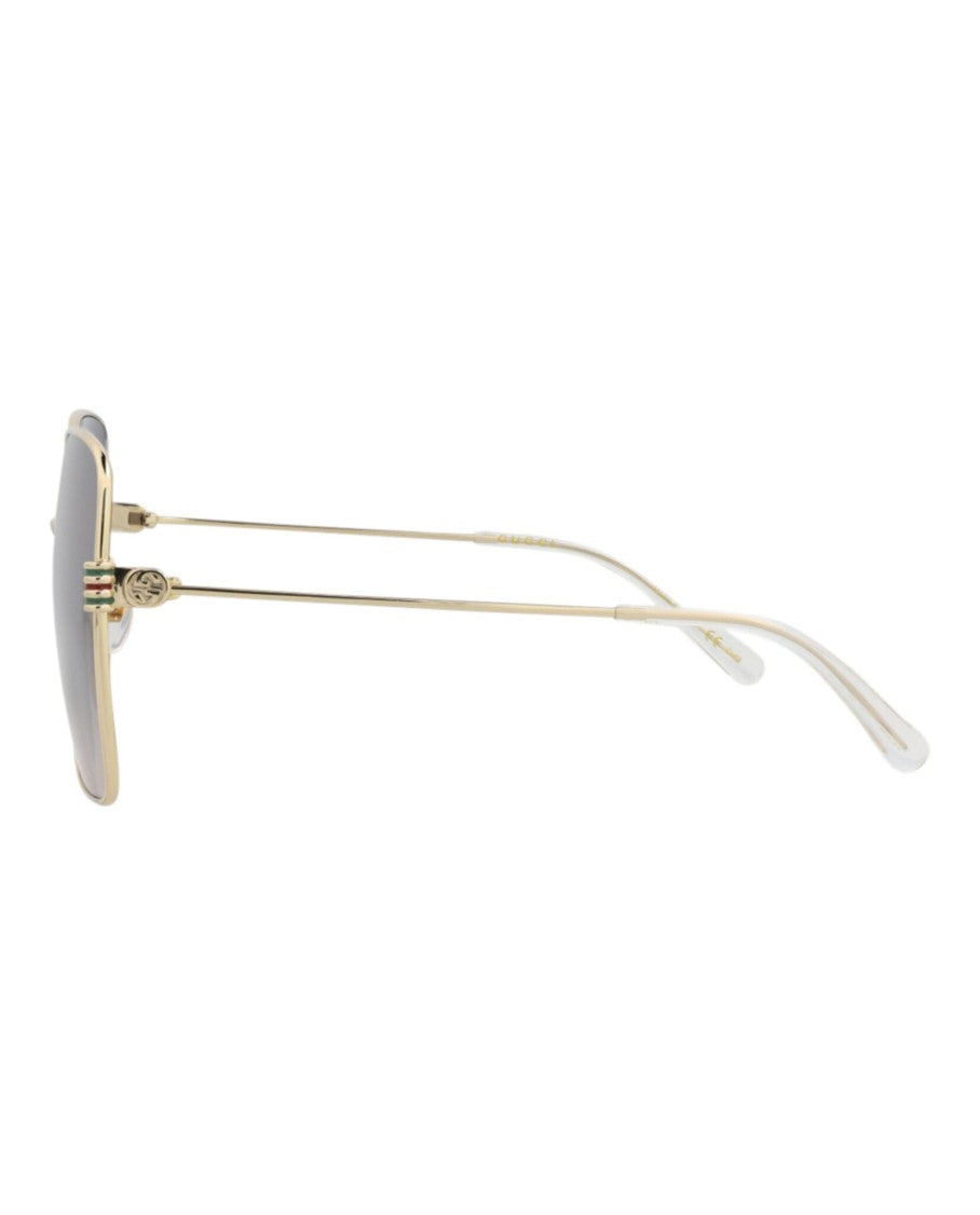 Gucci Square-Frame Metal Sunglasses