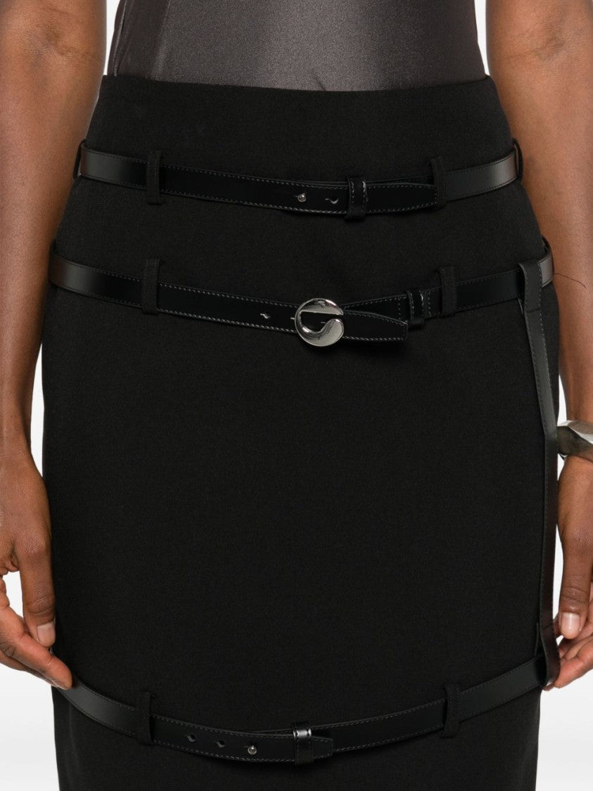 Coperni Fitted Black Mini Skirt With Multi-Belt Design