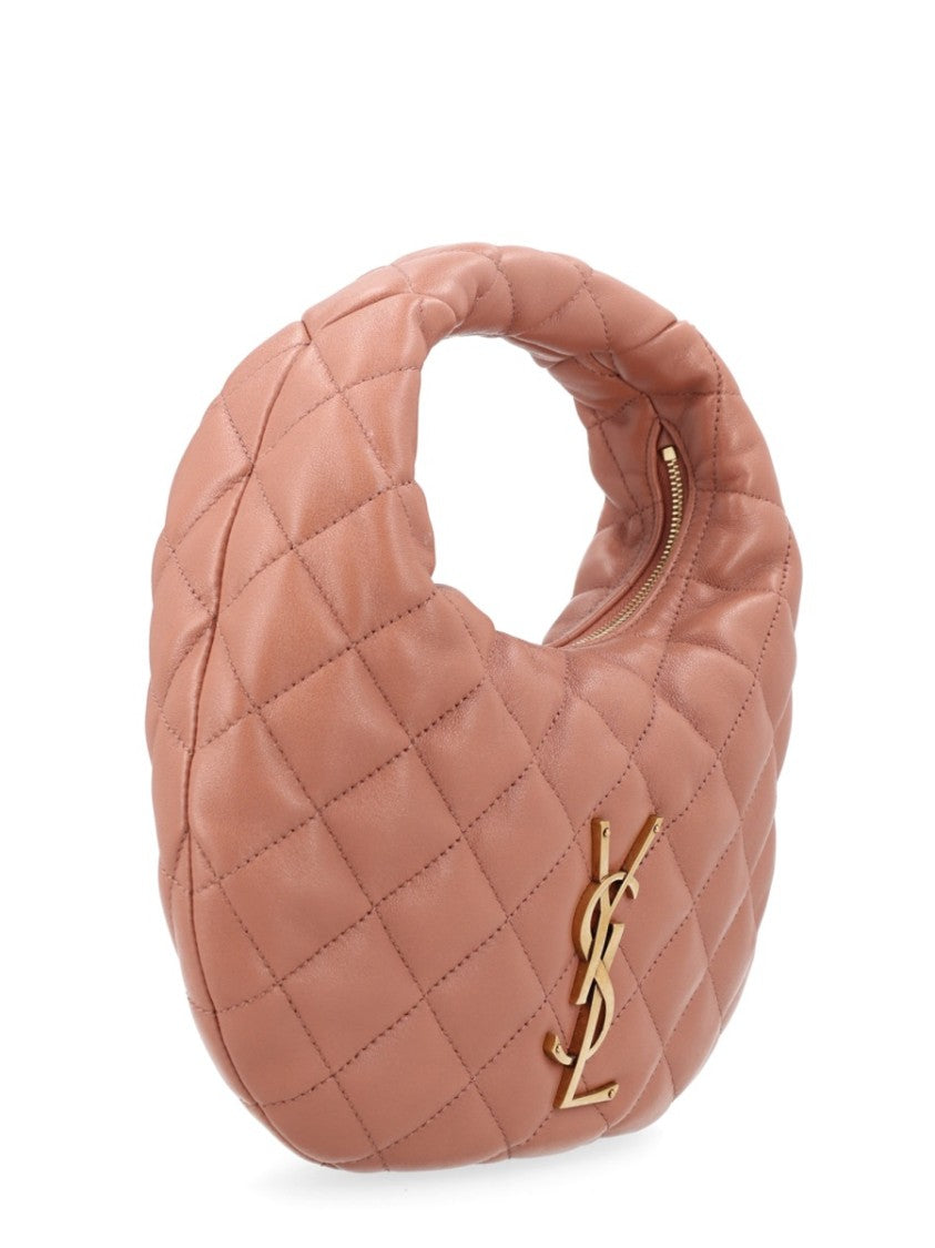 Saint Laurent Crescent-Shaped Quilted Handbag With Metallic Emblem
