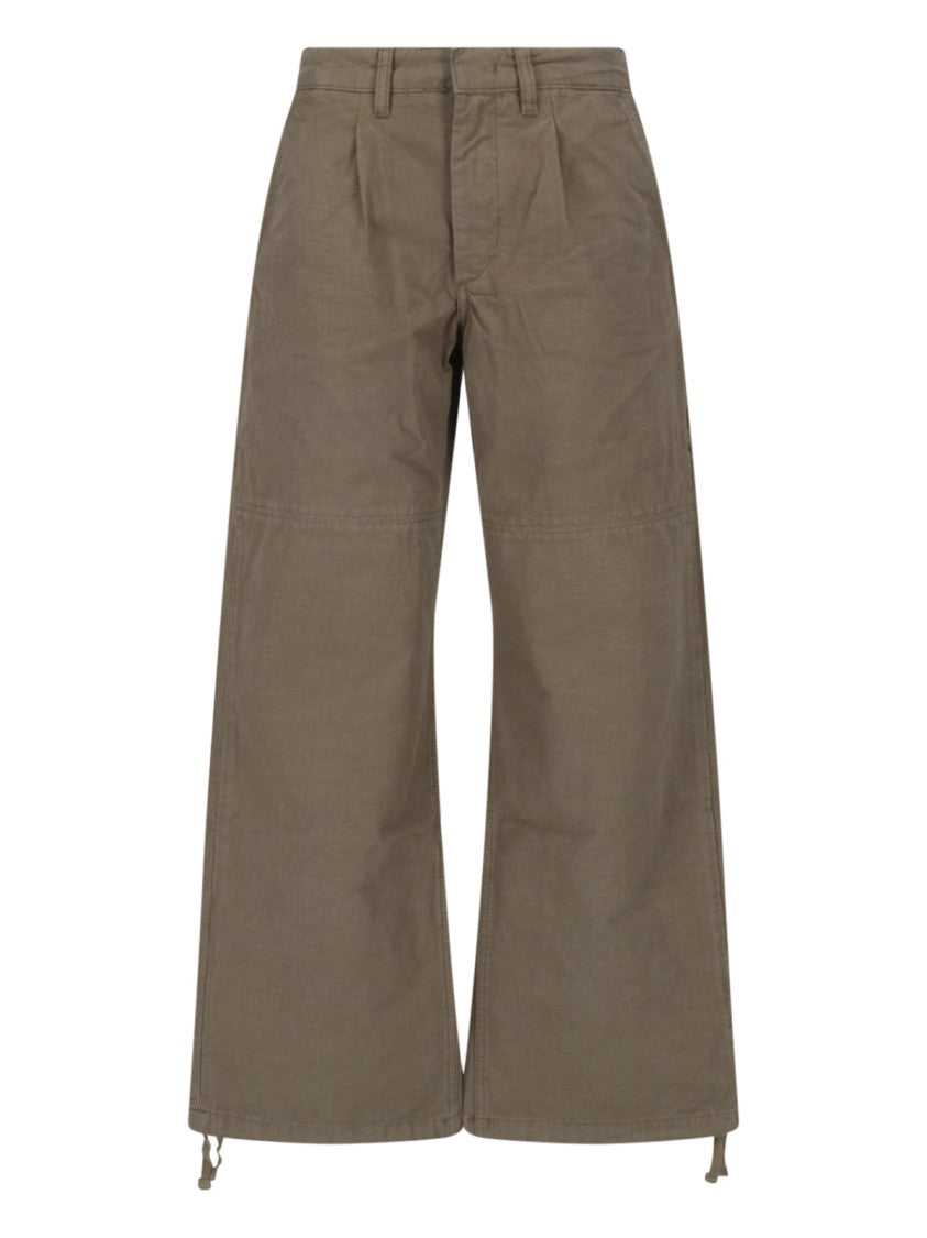 Jeanerica Green Nina Wide-Leg Cotton Pants