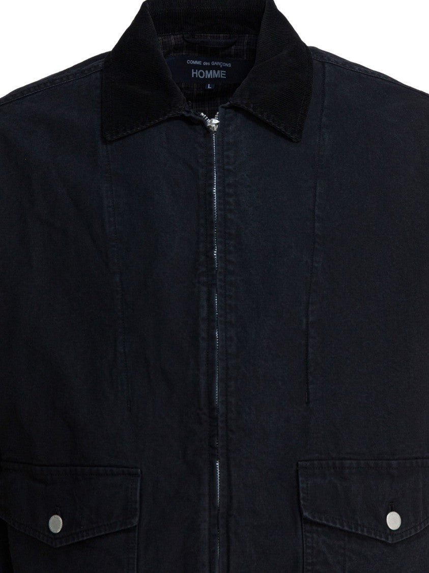 Comme Des Garçons Black Denim Jacket With Fitted Sleeves And Metal Zipper