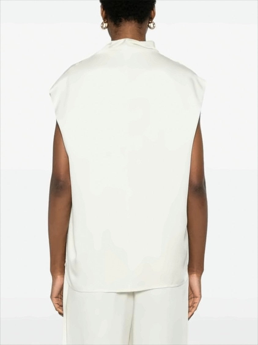 Totême Boxy Silhouette Sleeveless Top With Draped Cowl Neckline