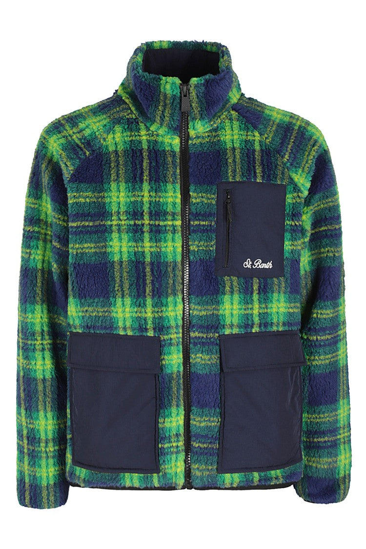 Mc2 Saint Barth Tartan Pattern Sherpa Jacket With Zippered Pockets