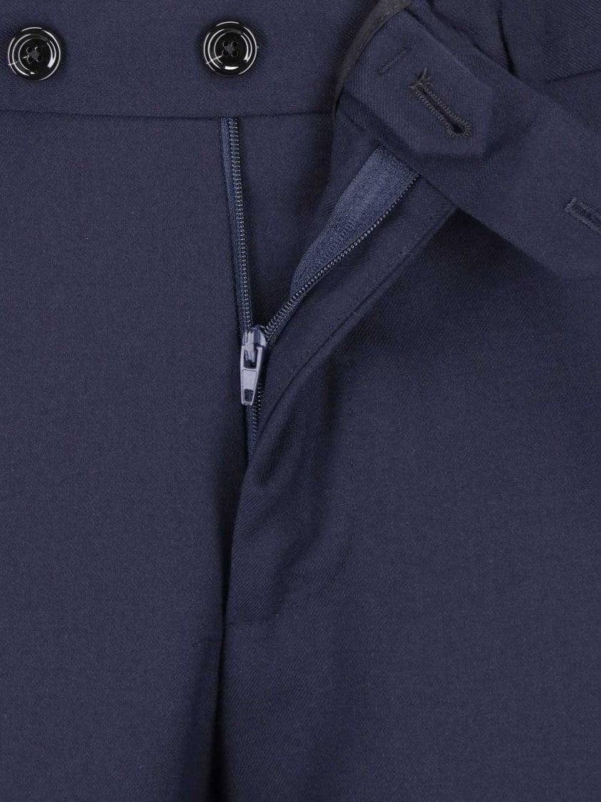 Lardini Navy Blue Double-Breasted Virgin Wool Suit