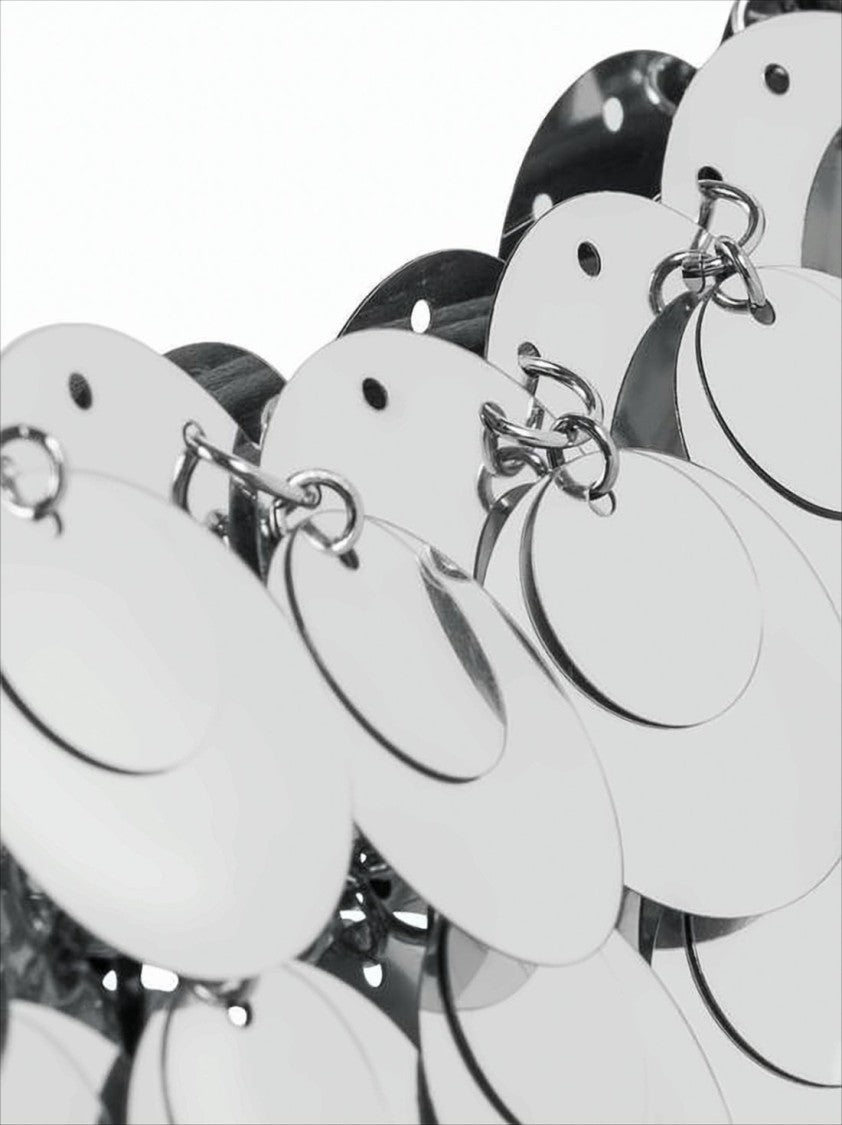 Paco Rabanne Futuristic Silver Disc Clutch With Chain Strap