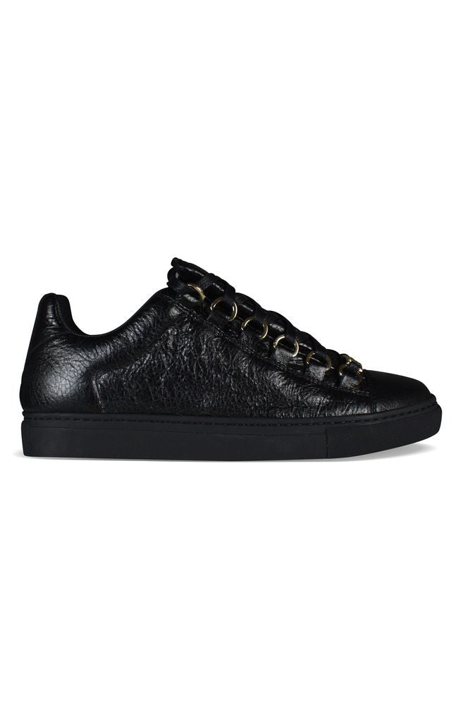 Balenciaga Textured Black Low-Top Sneakers With Metallic Accents