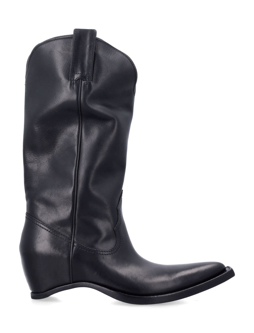 Maison Margiela Sculptural Western Worn Leather Boots