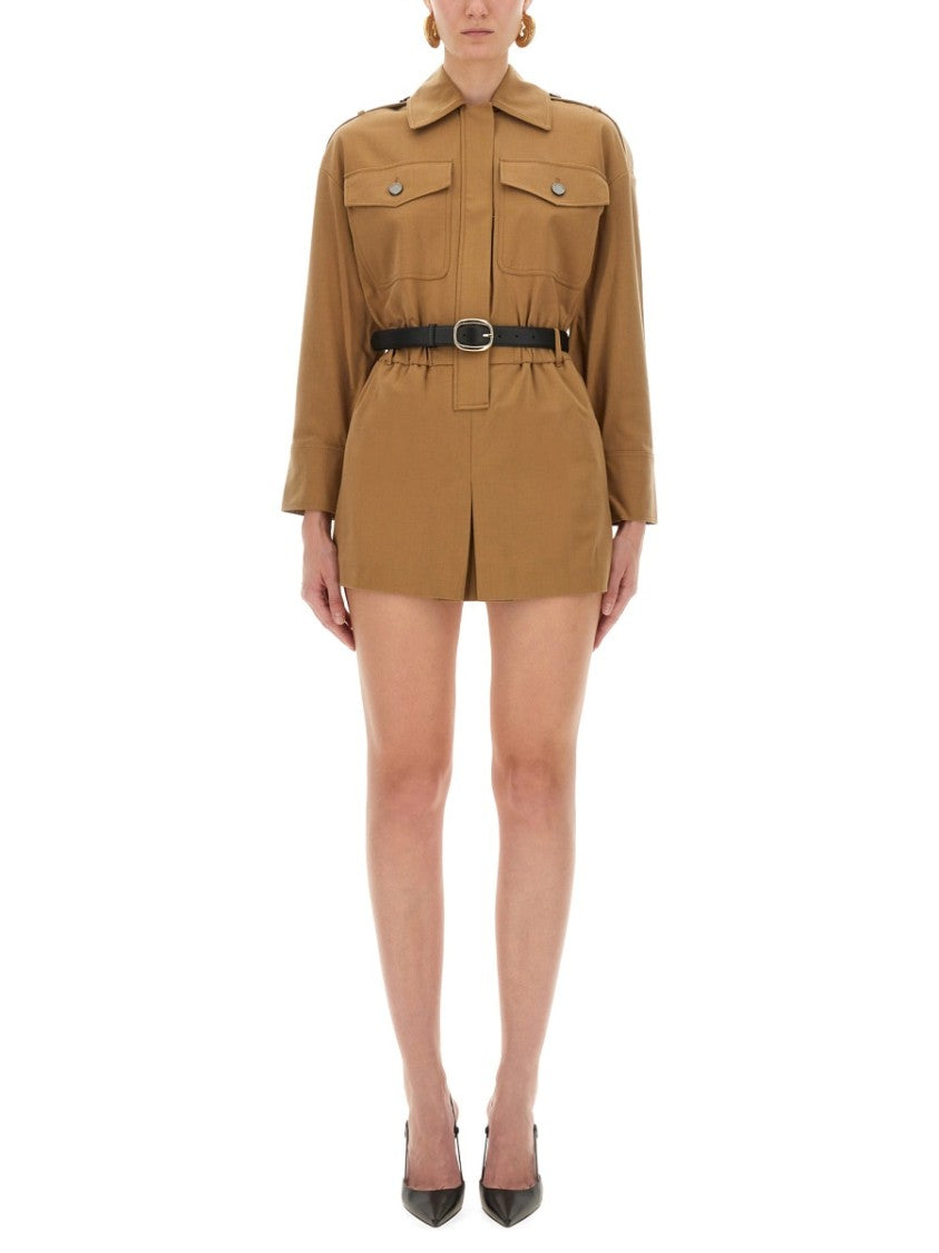 Self-Portrait Structured Twill Suit With Belted Waist