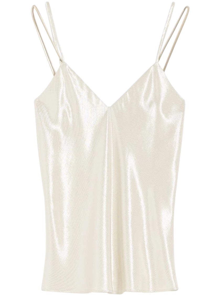 Max Mara V-Neck Camisole With Reflective Finish And Spaghetti Straps