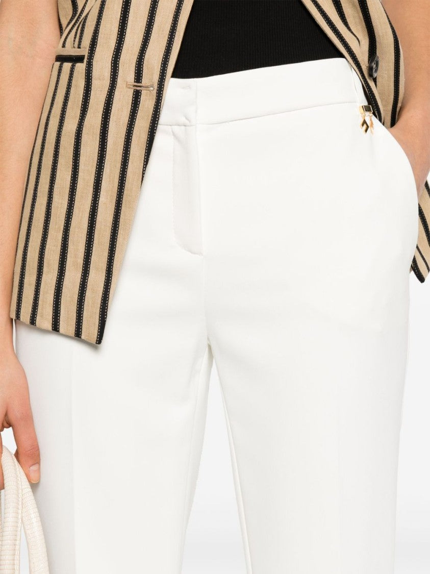 Elisabetta Franchi Cropped White Trousers With Tailored Silhouette
