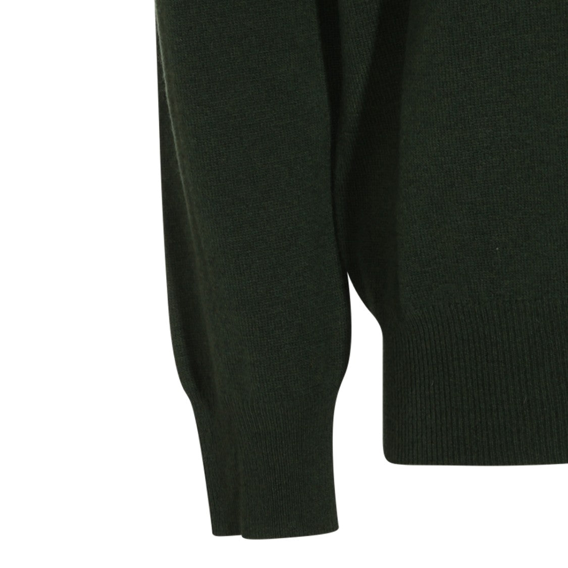 Altea Classic Polo Collar Sweater In Deep Green With V-Notch Detail