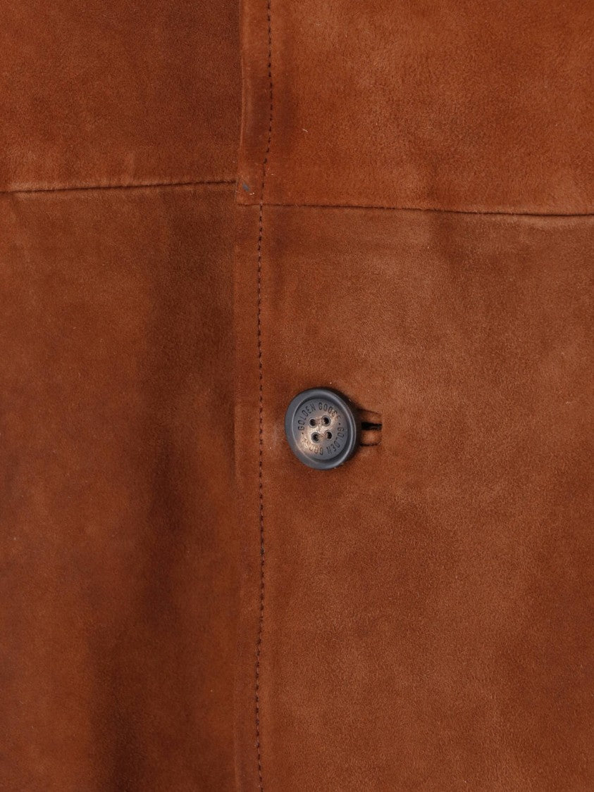 Golden Goose Brown Suede Jacket With Button Closure And Tailored Silhouette