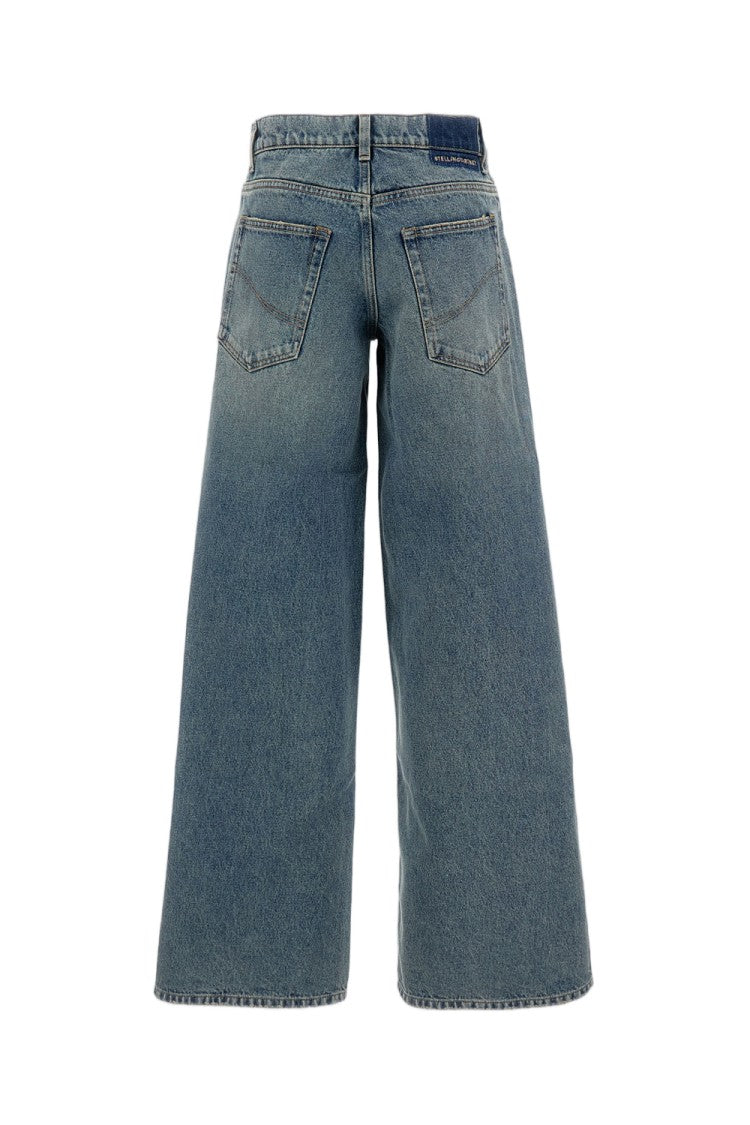 Stella Mccartney Vintage Wash Wide Leg Jeans With Chain Detail
