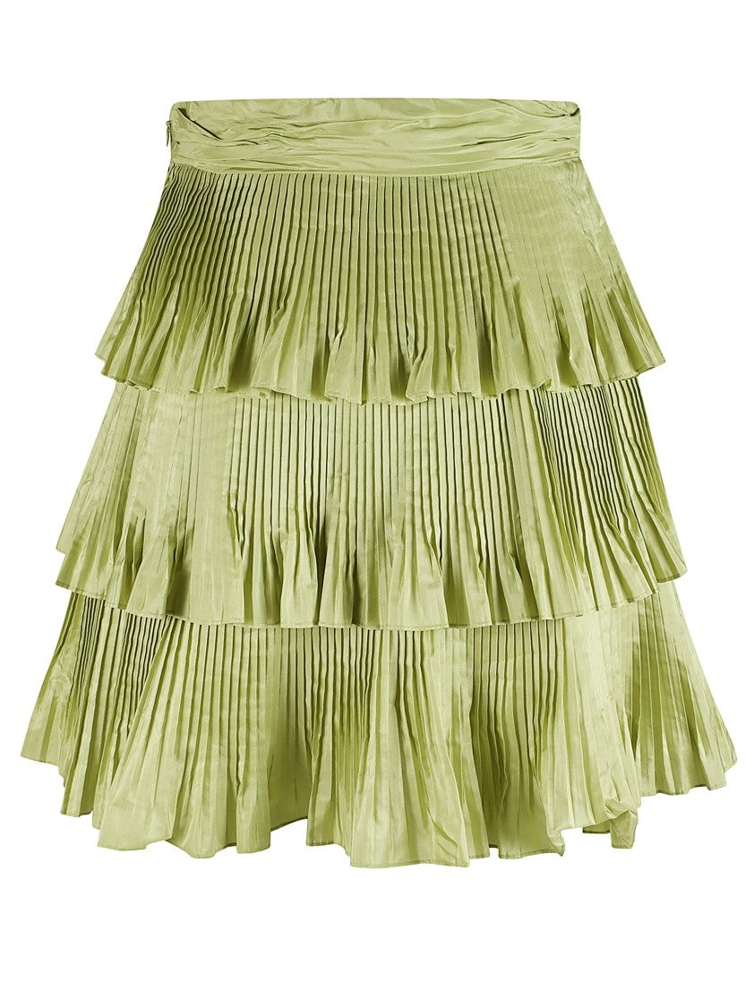 Valentino Garavani Wide Theatrical Silk Skirt With Pleated Detail