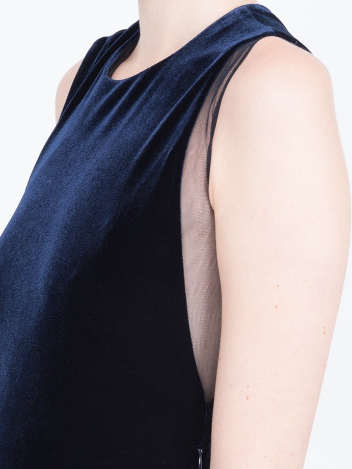 Galvan Sheer Panel Velvet Crescent Dress