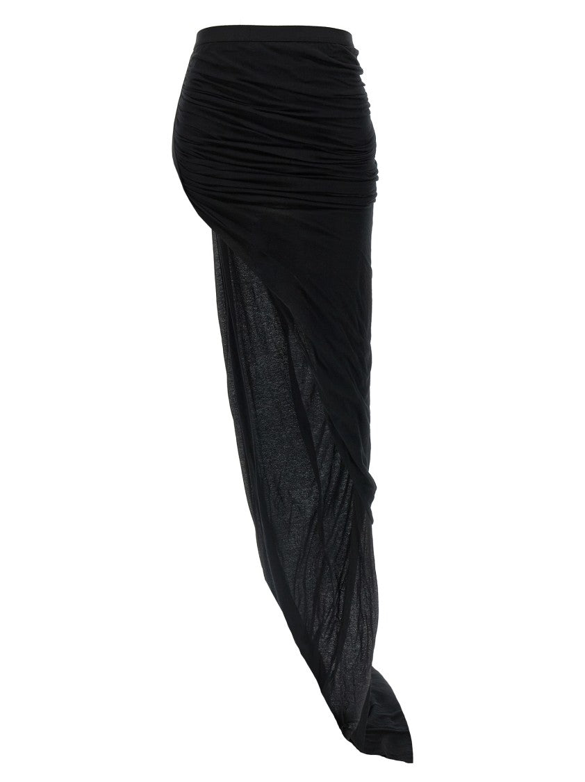 Rick Owens Semi-Transparent Long Skirt With Front Draping