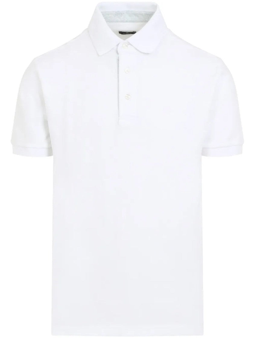 Etro Short Sleeve White Cotton Polo Shirt