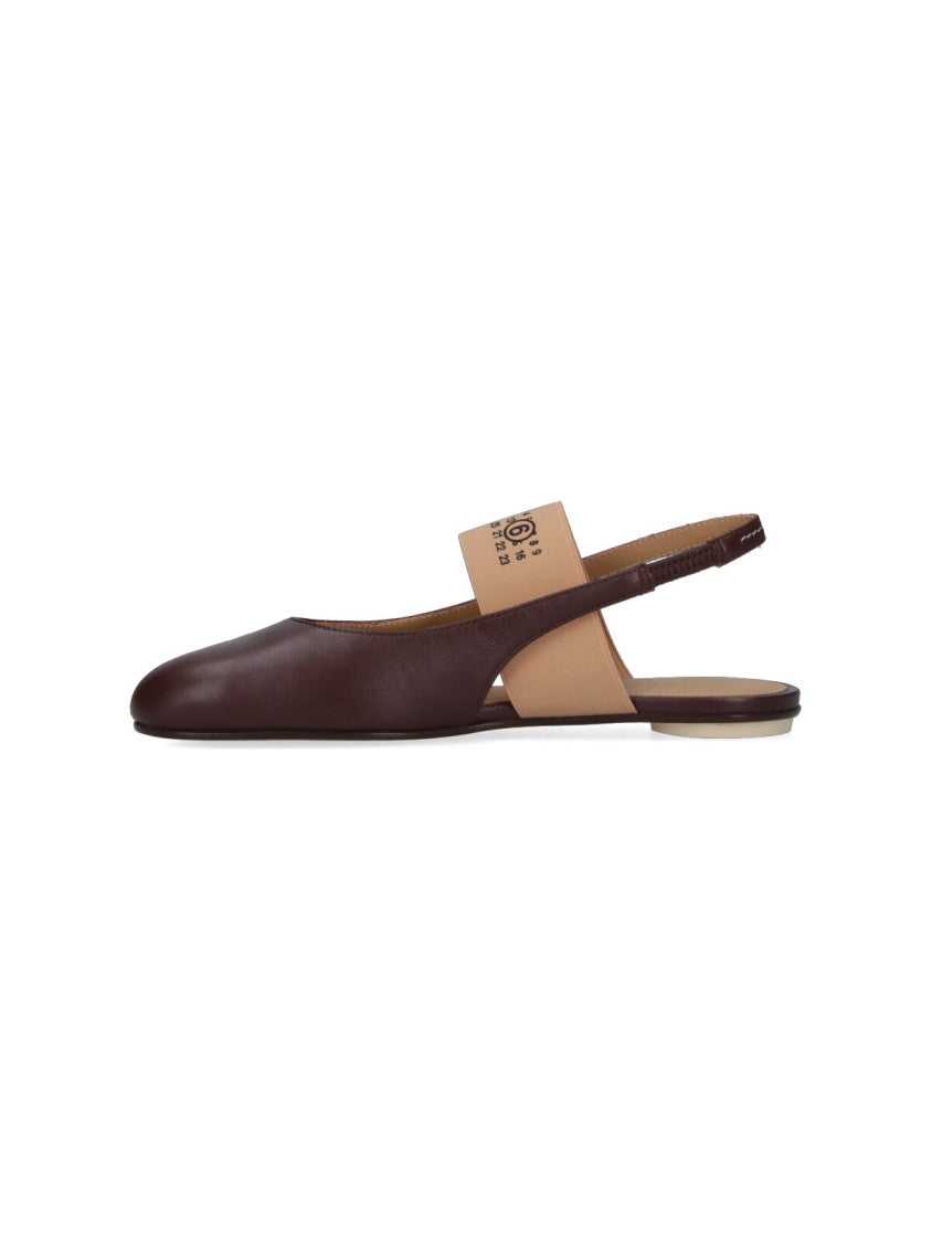 Mm6 By Maison Margiela Rounded-Toe Minimal Flats – Brown