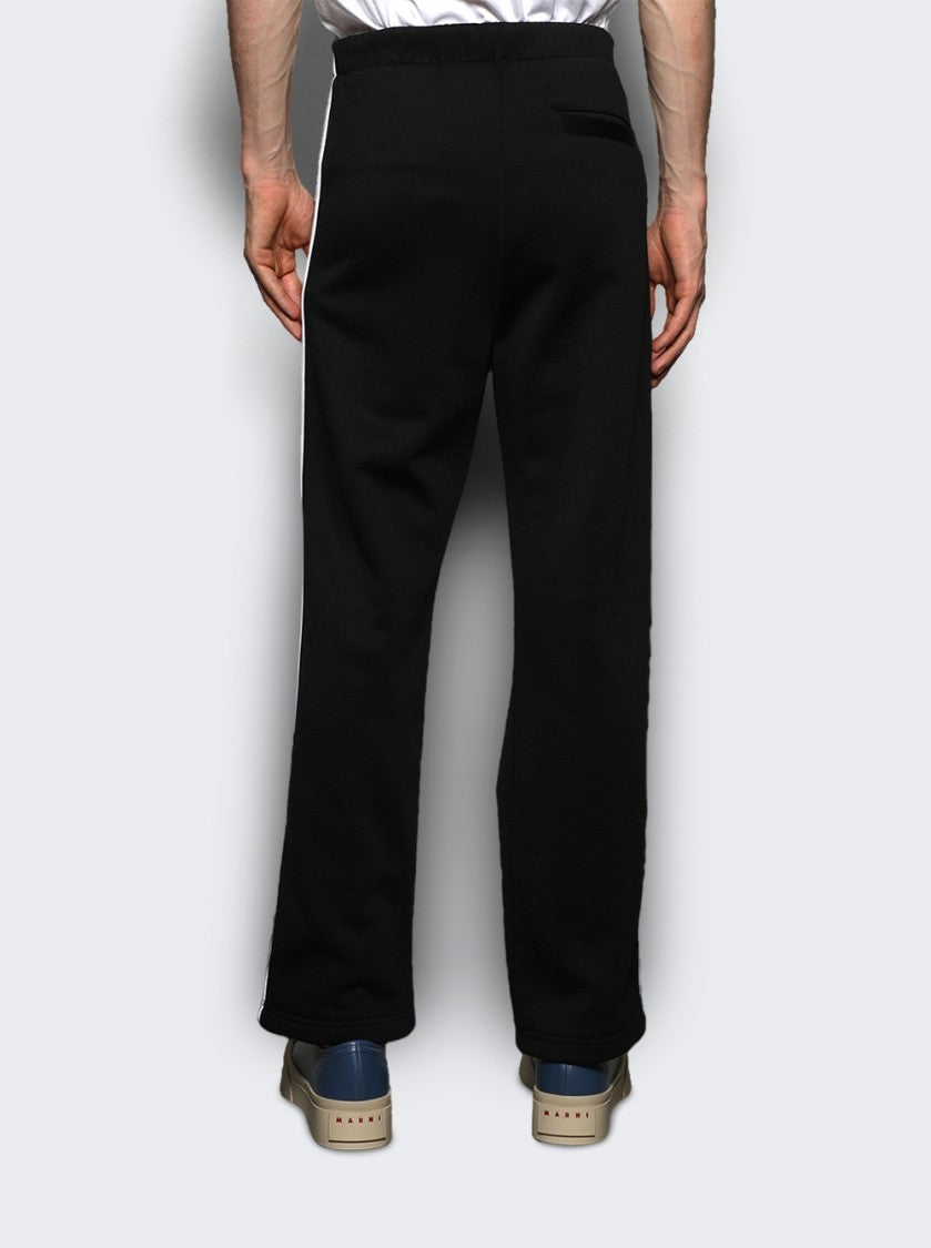 Marni Relaxed Fit Black Pants With Contrasting Side Stripes
