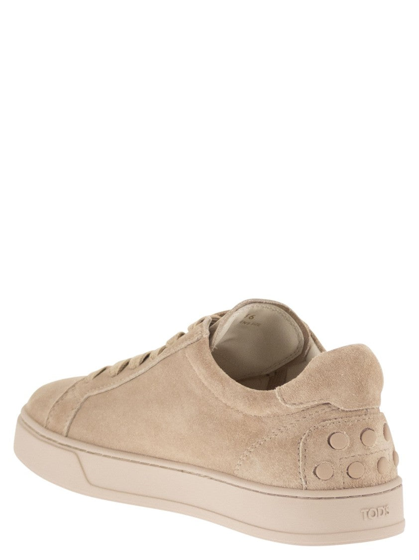 Tod's Soft Suede Calfskin Sneakers With Rubber Details