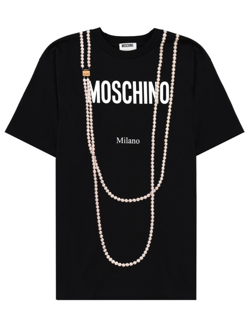 Moschino White Milano Printed Crewneck T-Shirt