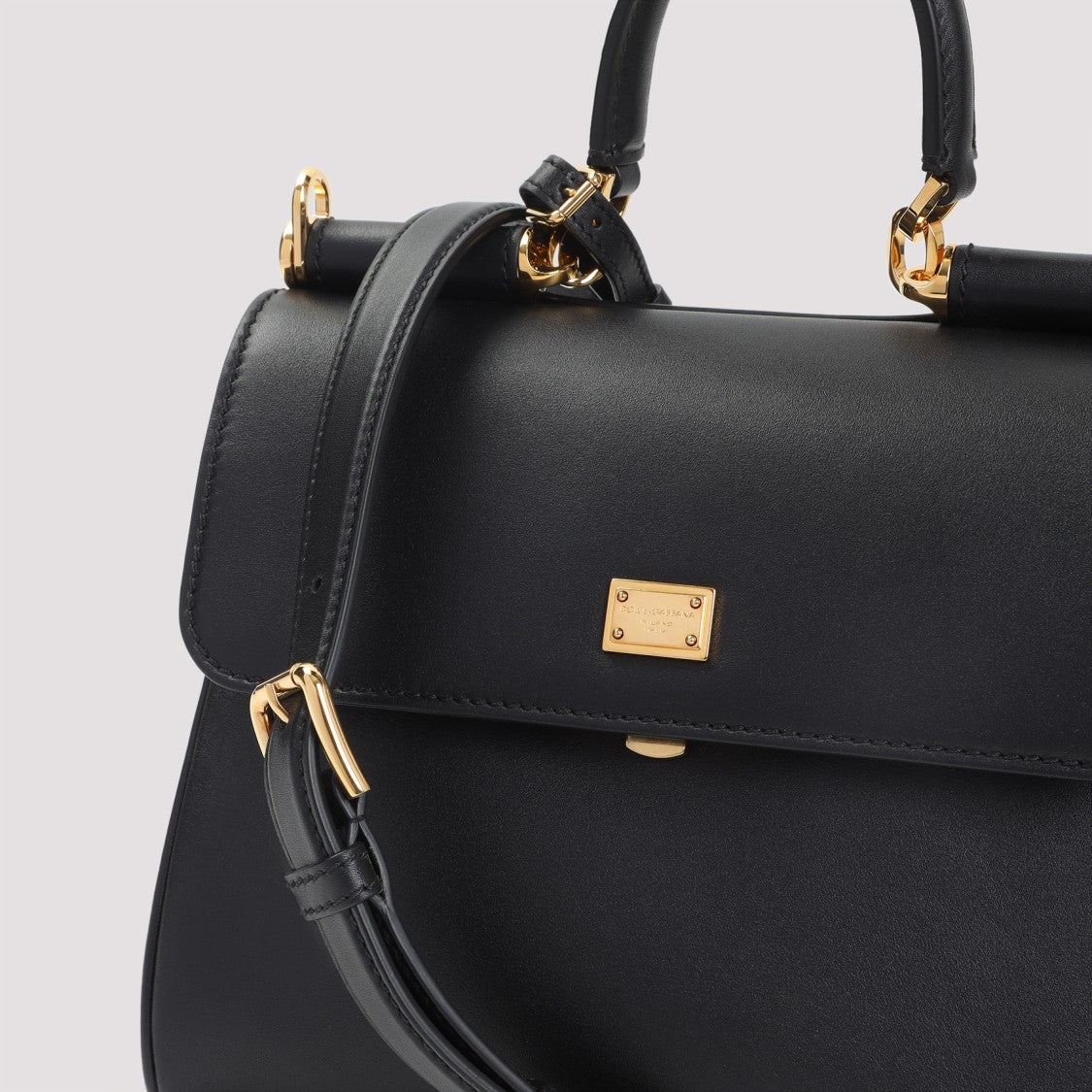 Dolce & Gabbana Sicily Soft Black Calf Leather Handbag