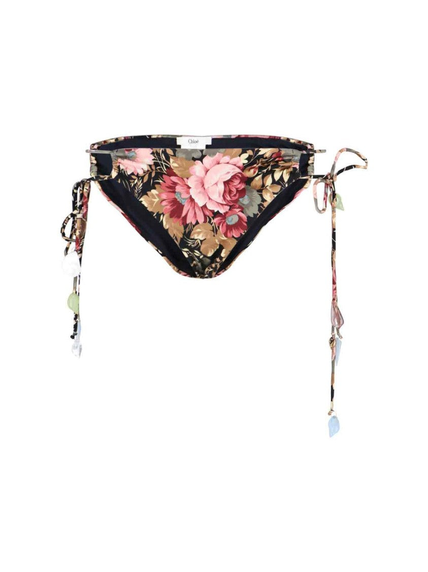 Chloé High-Cut Bikini Bottom With Multicolor Floral Print