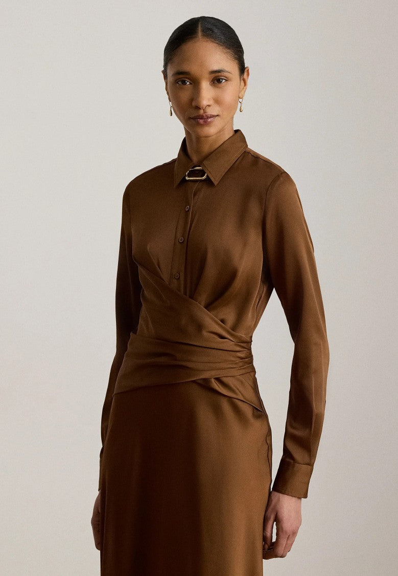 Lauren Ralph Lauren Wrap Collared Maxi Dress