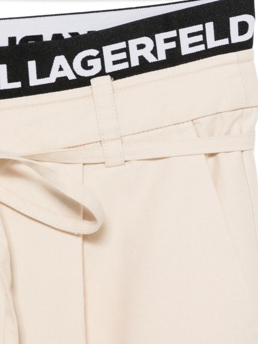 Karl Lagerfeld Wide-Leg Cropped Pants With Branded Waistband And Drawstring