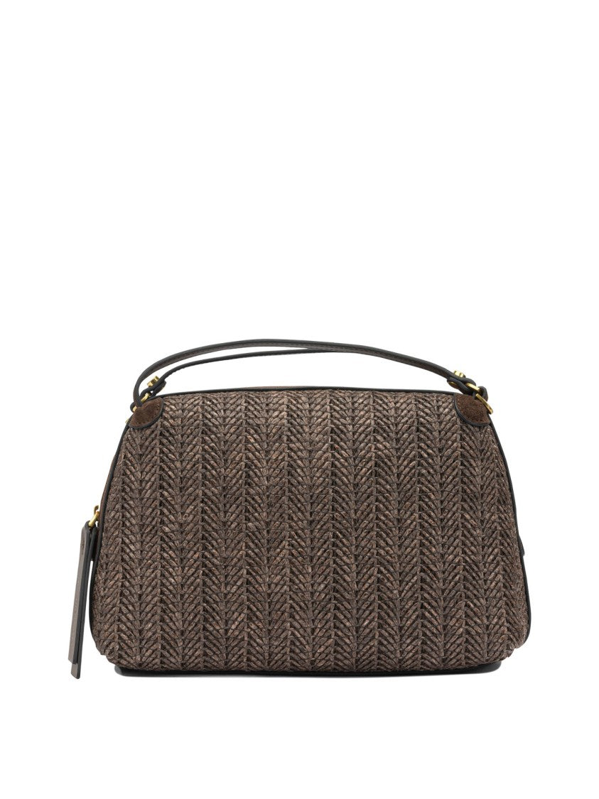 Gianni Chiarini Textured Woven Shoulder Bag With Gold-Tone Accents