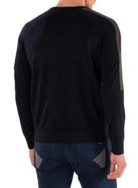 Harmont & Blaine Crewneck Pullover With Contrasting Sleeve Stripes