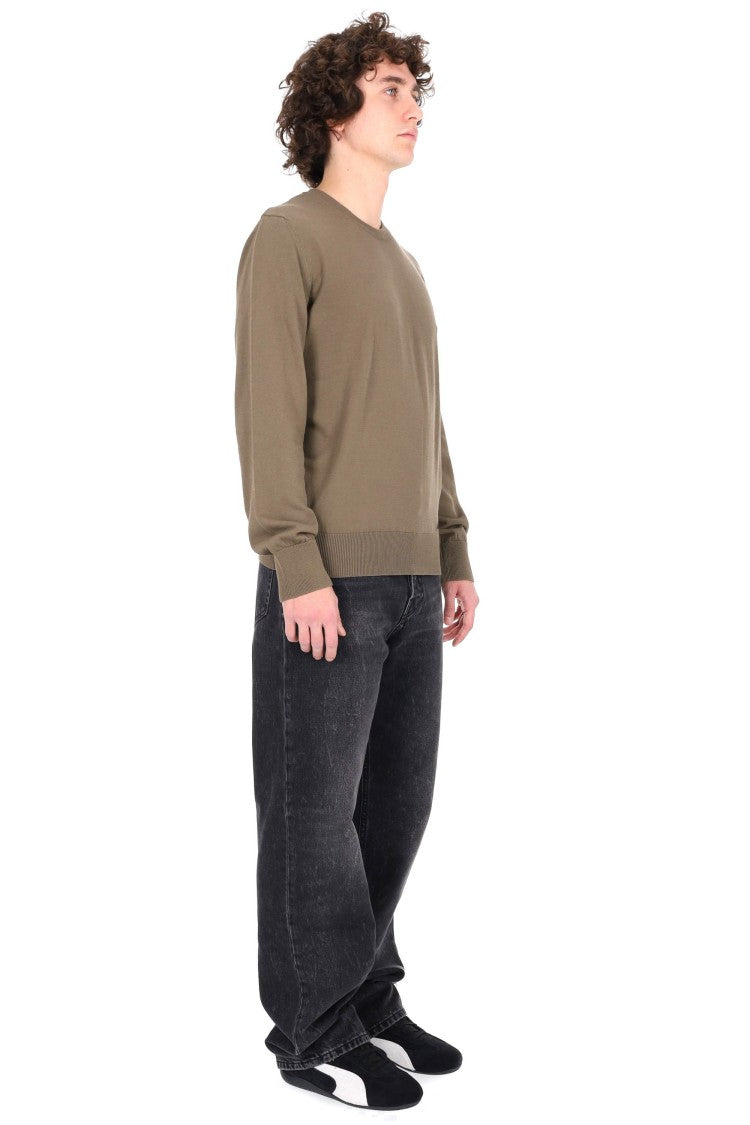 A.P.C. Brown Cotton Crew Neck Sweater With Ribbed Details