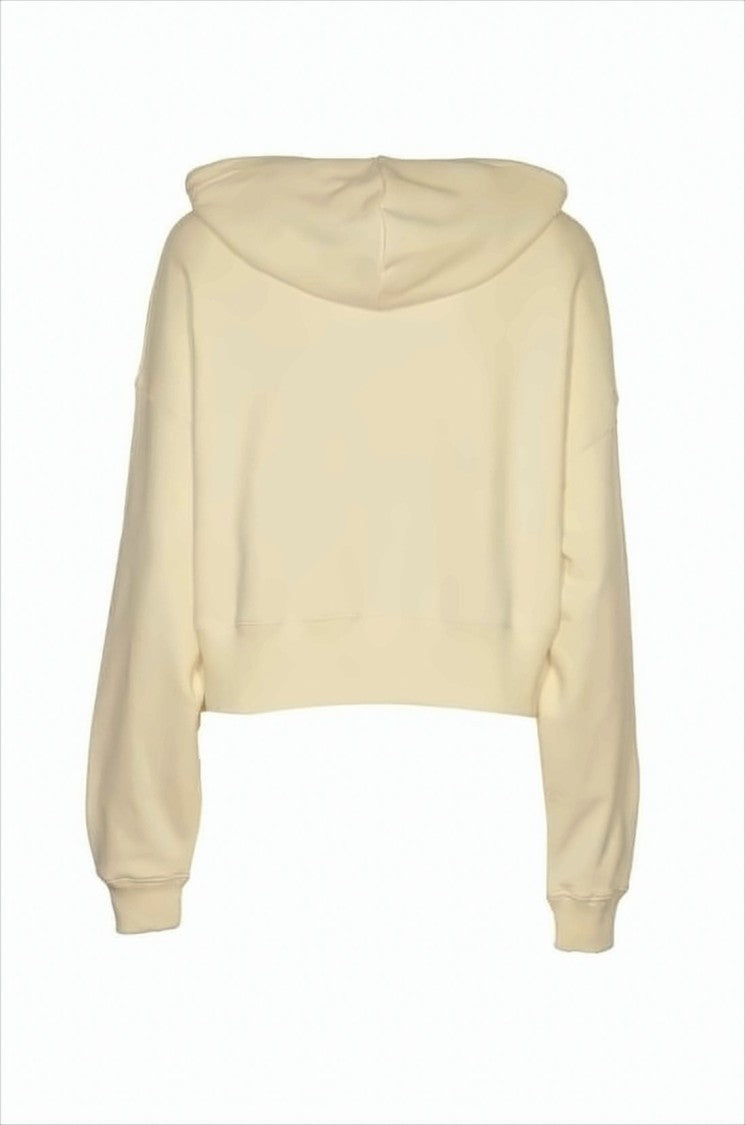Msgm Cropped Hooded Sweatshirt With Subtle Logo Print