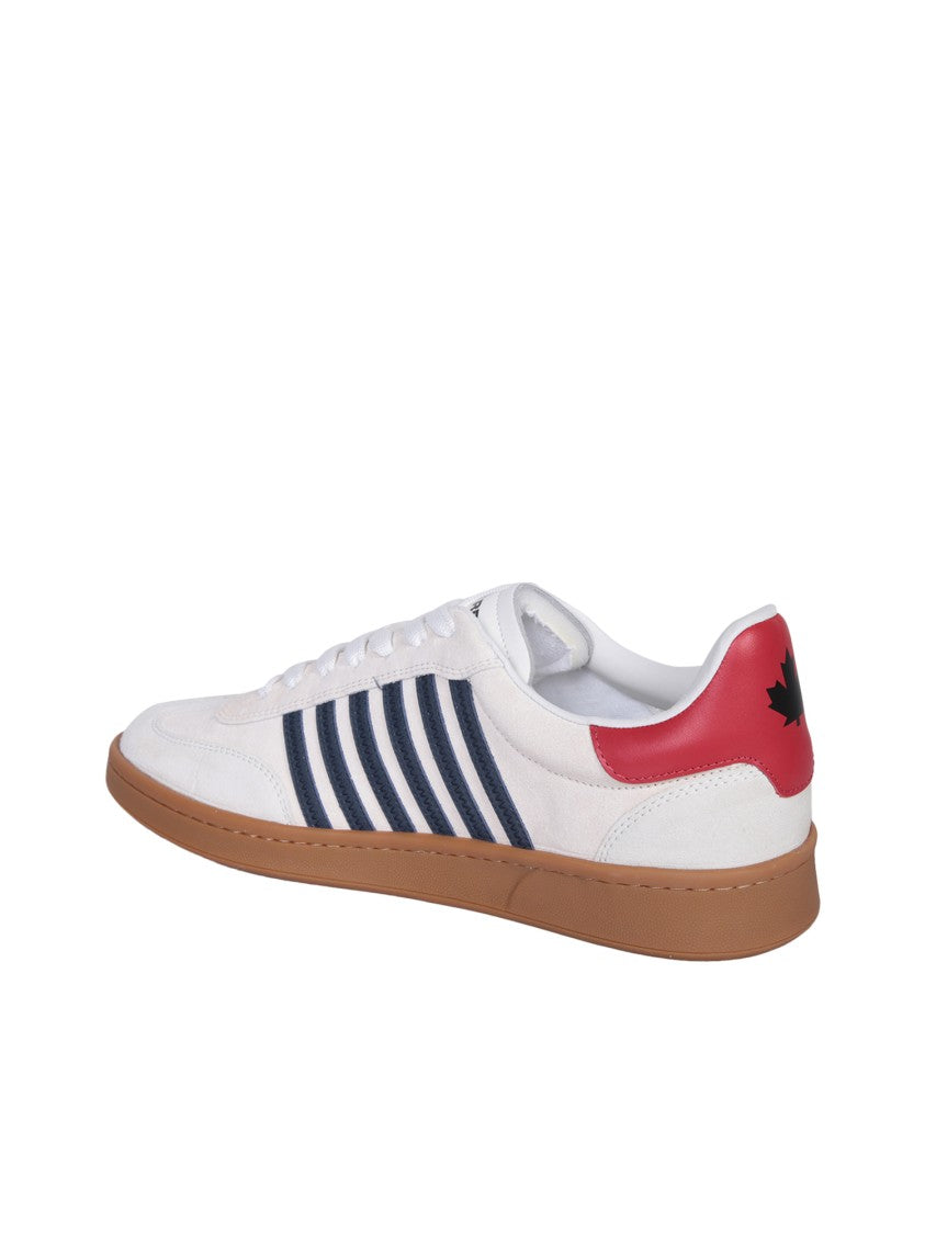 Dsquared2 Sleek White Sneakers With Red Heel Detail