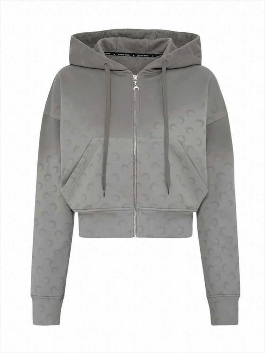 Marine Serre Cropped Zip-Up Hoodie