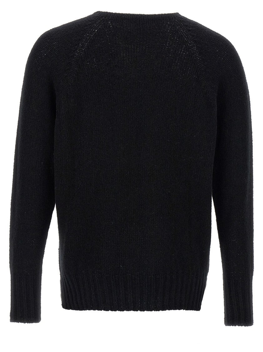 Ma'ry'ya Textured Bouclé Knit Sweater With V-Neck