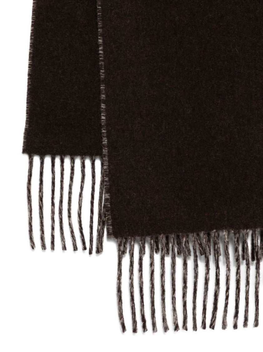 Jacquemus Dark Brown Wraparound Fringed Rectangular Scarf