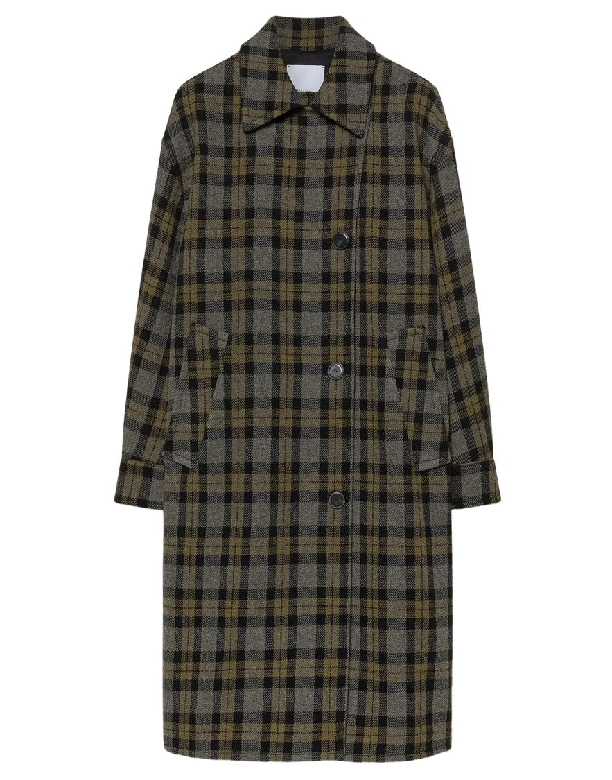 Pomandère Military Tartan Wool-Blend Oversized Coat
