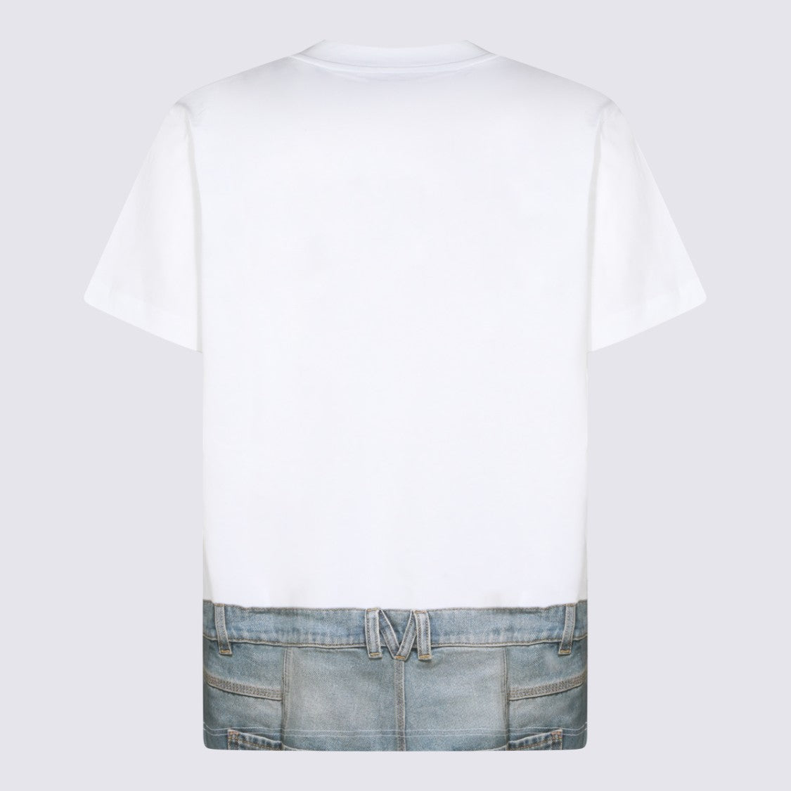 Moschino Photorealistic Denim-Print White T-Shirt
