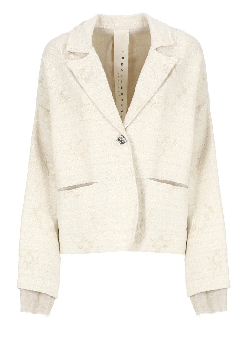 Sanctamuerte Ivory Cotton Blend Jacket