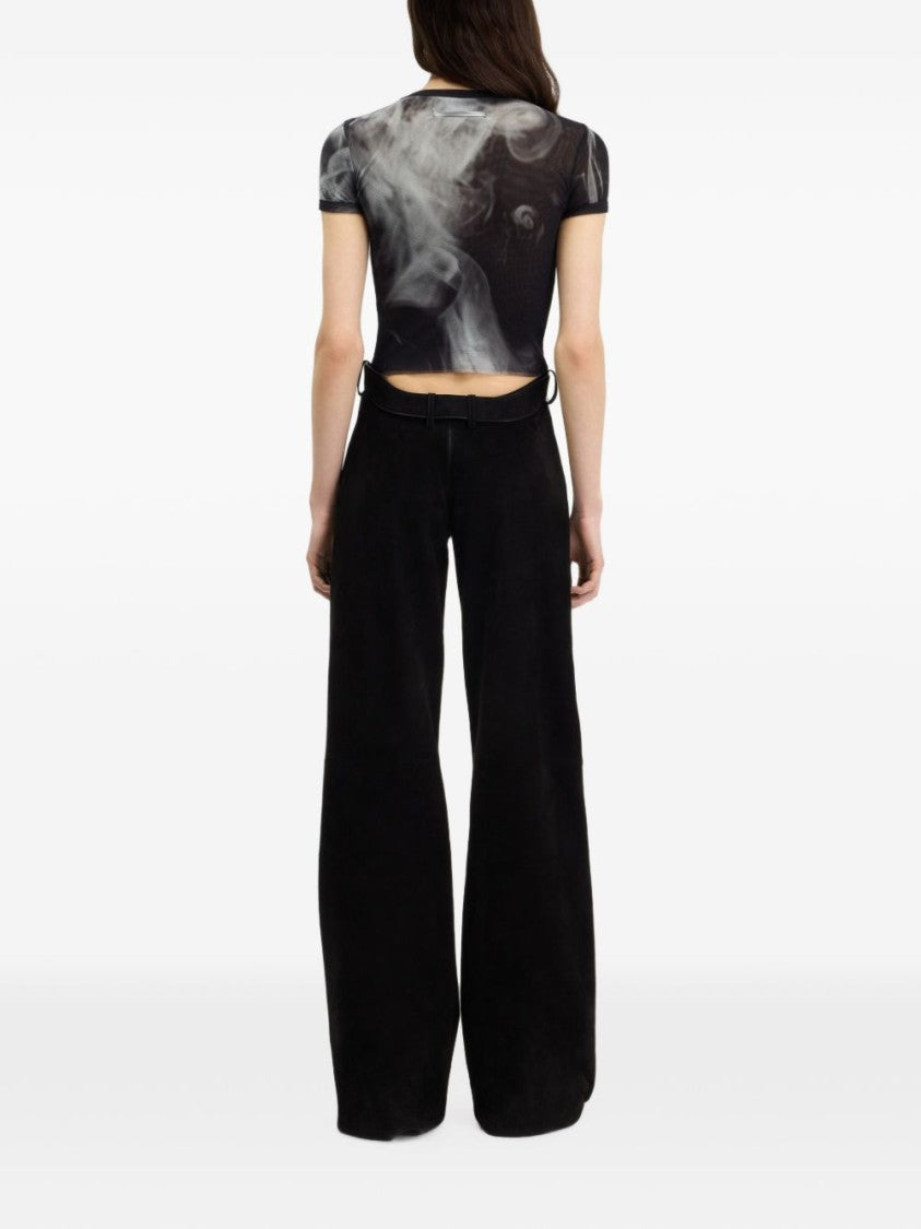 Jean Paul Gaultier Black White Artistic Print Fitted Crop Top