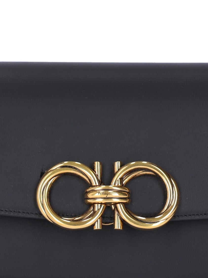 Ferragamo "Trapezio" Black Leather Crossbody Bag