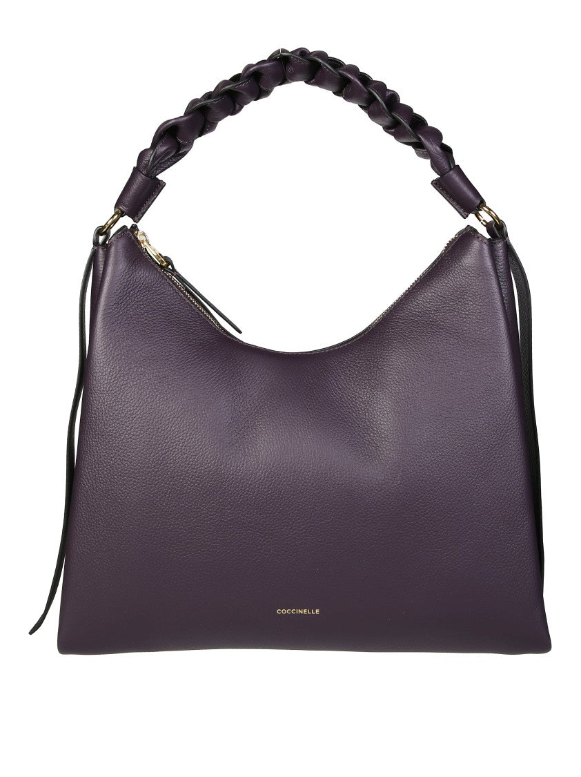 Coccinelle Braided Handle Handbag In Soft Double-Grain Leather