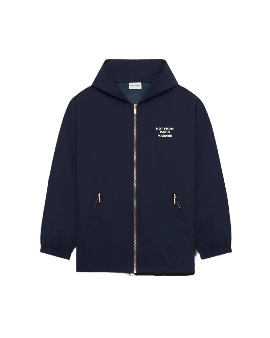 Drôle De Monsieur Navy Tortoiseshell Pattern Polyester Hooded Jacket