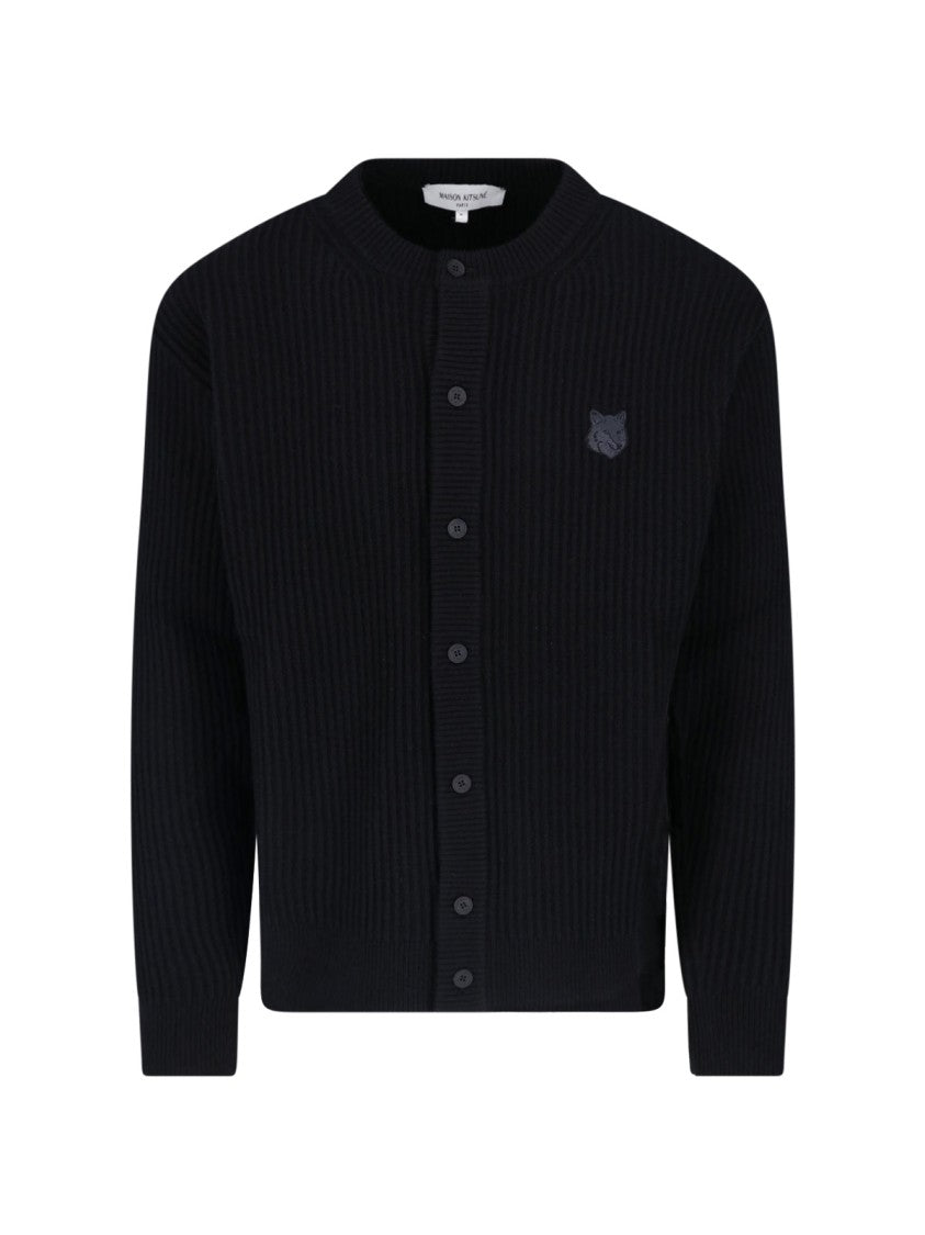 Maison Kitsuné Black Fox Emblem Ribbed Cotton Cardigan